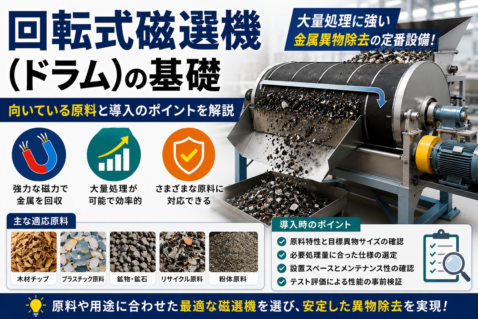 回転式磁選機(ドラム)とは