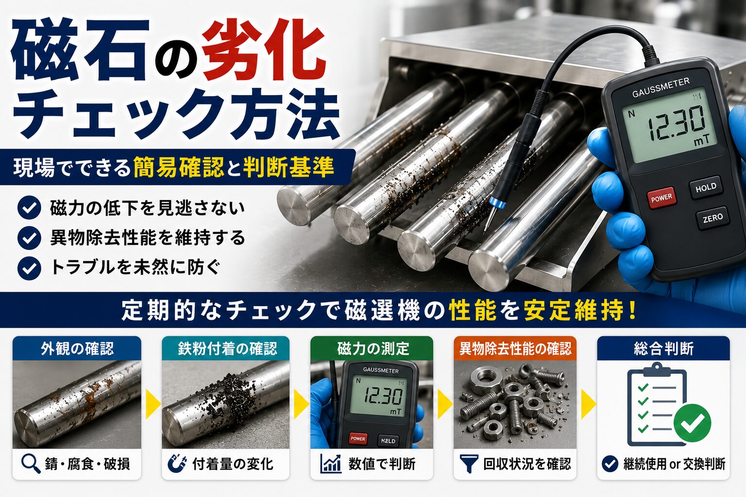 磁石の劣化チェック方法