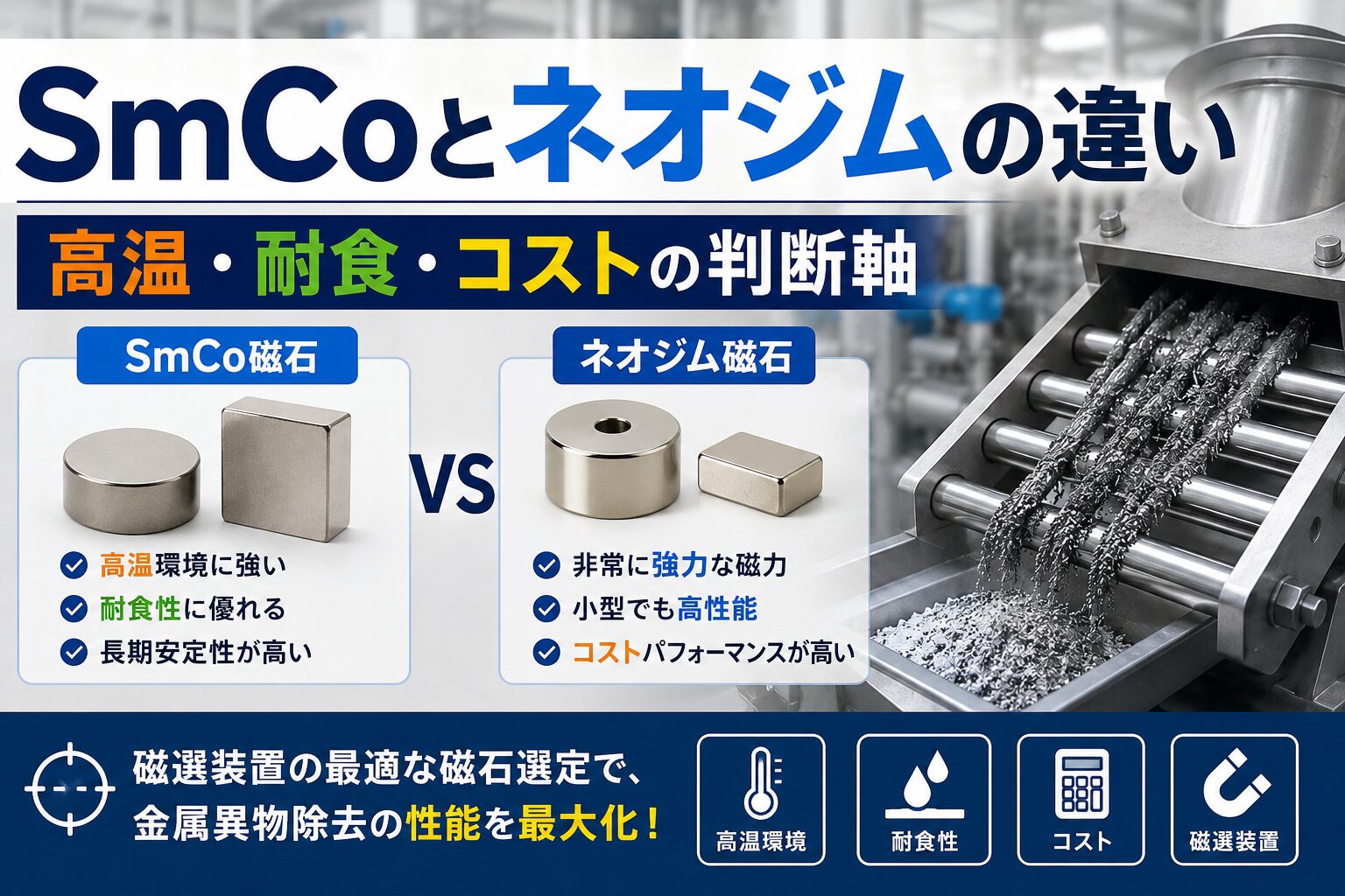 SmCoとネオジム磁石の違いを徹底比較